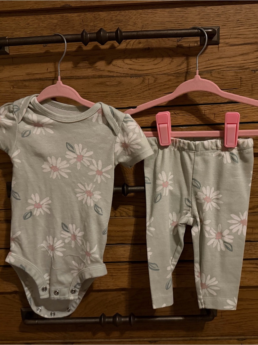 Carter’s Floral Baby Onesie & Leggings Set in Soft Sage Green